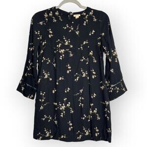 NWOT Bellerose Girls 12 Floral Summer Dress Black Long Sleeve Pockets